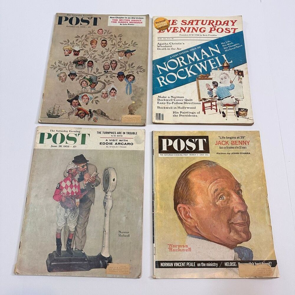 Vintage Lot (4) of Saturday Evening Post Magazines from 50’s, 60’s, 70’s